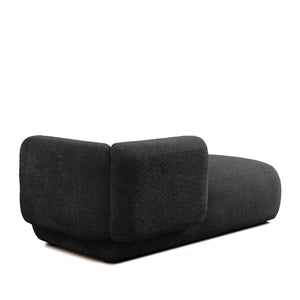 English Elm Upholstered Boucle Chaise Lounge with Wood Legs Vintage Mod Style for Living Room W5515P437374