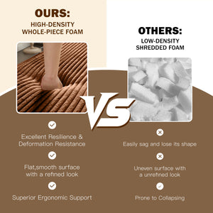 English Elm Modern Full Size Folding Sofa Bed Plush Corduroy Convertible Sleeper with 2 Pillows Foam-Filled 15" Mattress Orange W1885P369589