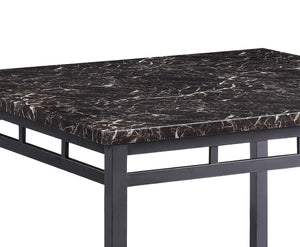 English Elm 5-piece Counter Height Dining Set Faux Marble Top Black Metal Frame Seats Four B011P474221