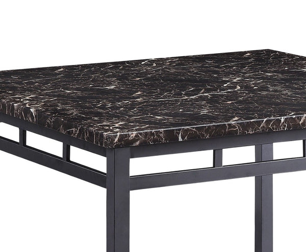 English Elm 5-piece Counter Height Dining Set Faux Marble Top Black Metal Frame Seats Four B011P474221
