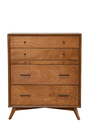 IDEAZ 1579APB Brown Mid Century 4 Drawer Chest with Pull Out Tray Brown 1579APB