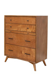 IDEAZ 1579APB Brown Mid Century 4 Drawer Chest with Pull Out Tray Brown 1579APB