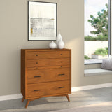 IDEAZ 1579APB Brown Mid Century 4 Drawer Chest with Pull Out Tray Brown 1579APB