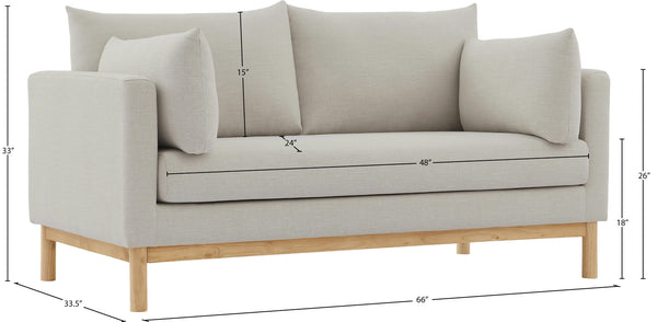 Langham Beige Linen Textured Fabric Loveseat 157Beige-L Meridian Furniture
