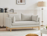 Langham Beige Linen Textured Fabric Loveseat 157Beige-L Meridian Furniture