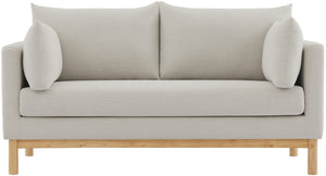 Langham Beige Linen Textured Fabric Loveseat 157Beige-L Meridian Furniture