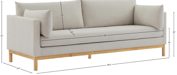 Langham Beige Linen Textured Fabric Sofa 157Beige-S Meridian Furniture