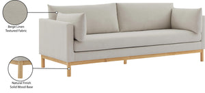 Langham Beige Linen Textured Fabric Sofa 157Beige-S Meridian Furniture