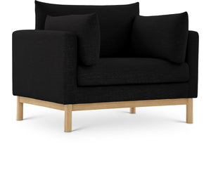 Langham Black Linen Textured Fabric Chair 157Black-C Meridian Furniture