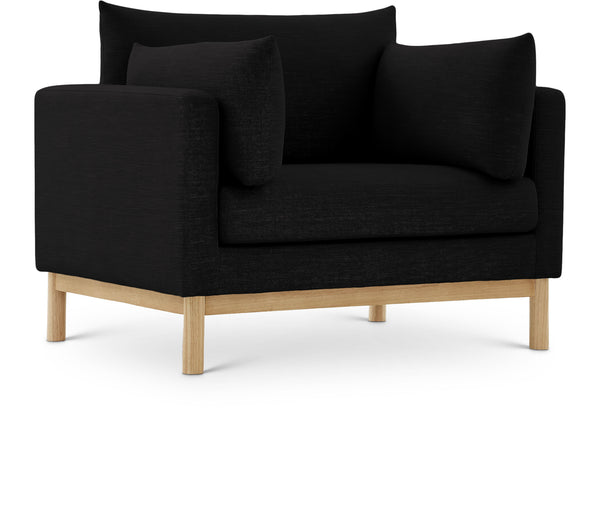 Langham Black Linen Textured Fabric Chair 157Black-C Meridian Furniture