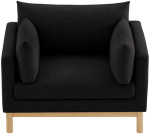 Langham Black Linen Textured Fabric Chair 157Black-C Meridian Furniture