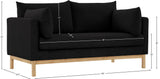 Langham Black Linen Textured Fabric Loveseat 157Black-L Meridian Furniture