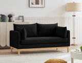 Langham Black Linen Textured Fabric Loveseat 157Black-L Meridian Furniture