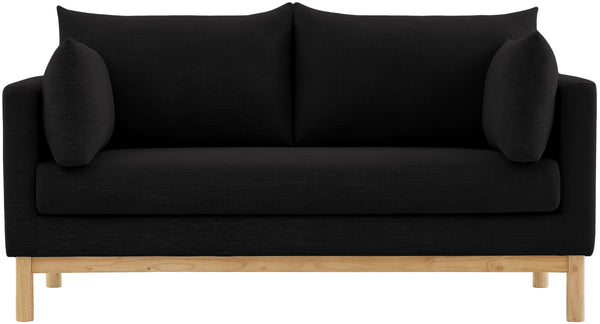 Langham Black Linen Textured Fabric Loveseat 157Black-L Meridian Furniture