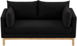 Langham Black Linen Textured Fabric Loveseat 157Black-L Meridian Furniture