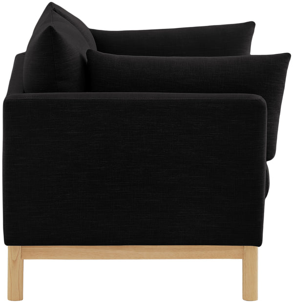Langham Black Linen Textured Fabric Loveseat 157Black-L Meridian Furniture