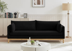 Langham Black Linen Textured Fabric Sofa 157Black-S Meridian Furniture