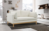 Langham Cream Linen Textured Fabric Loveseat 157Cream-L Meridian Furniture