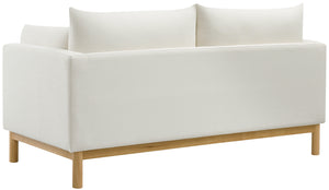 Langham Cream Linen Textured Fabric Loveseat 157Cream-L Meridian Furniture