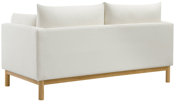 Langham Cream Linen Textured Fabric Loveseat 157Cream-L Meridian Furniture