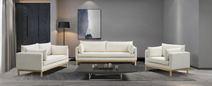 Langham Cream Linen Textured Fabric Sofa 157Cream-S Meridian Furniture