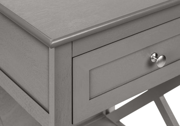 English Elm Accent Table - Transitional 2-Tier Side Table With Storage Drawer In Antique Grey For Bedroom & Living Room B2710P219488