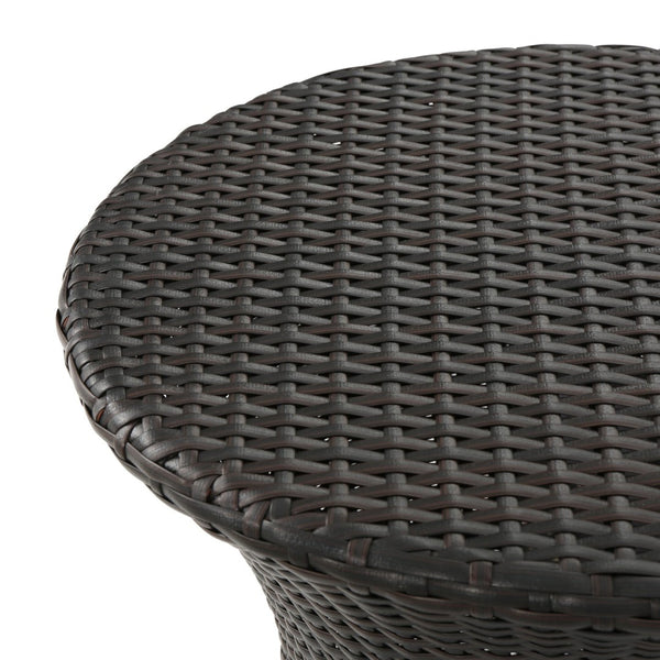 English Elm 19" Kono Hourglass Wicker Side Table Pe Rattan Sculptural Accent for Patio or Living Room Brown Multi N773P362078B