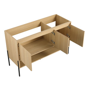 English Elm 48" Modern Freestanding Bathroom Vanity Cabinet, 3 Soft-Close Doors, KD Packing, No Sink Included W1972P199462