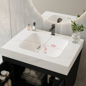 English Elm Contemporary Freestanding Bathroom Vanity Sintered Stone Top Ceramic Sink Steel Legs W3136S00062