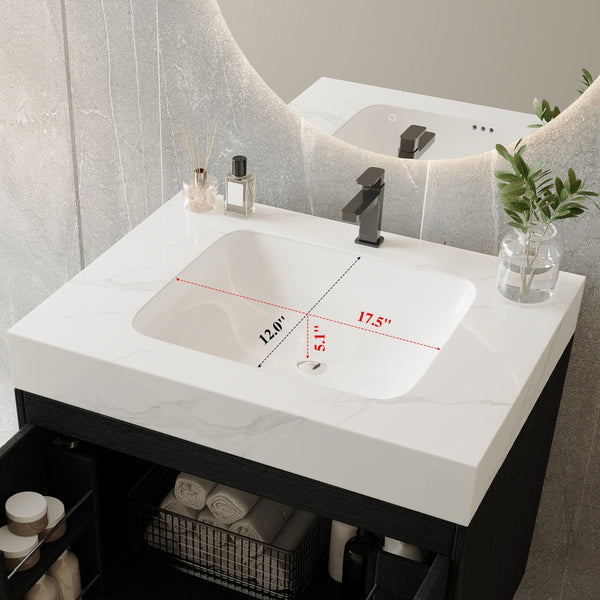 English Elm Contemporary Freestanding Bathroom Vanity Sintered Stone Top Ceramic Sink Steel Legs W3136S00062