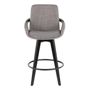 English Elm Fixed-height Swivel Counter Stools with Faux Leather Seats and Chrome Footrest Set of 2 B202S01806