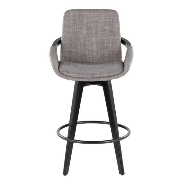 English Elm Fixed-height Swivel Counter Stools with Faux Leather Seats and Chrome Footrest Set of 2 B202S01806