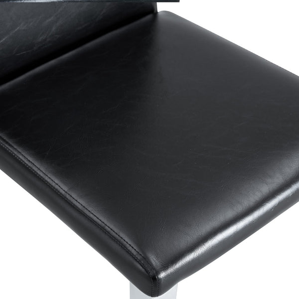 English Elm Table 5-Piece Dining Set With Glass Top, Sculptural Mdf Legs, And 4 Black Pu Chairs For Modern Style W1151S03802-GIGA