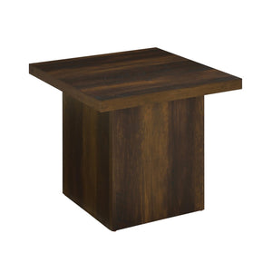 English Elm Square Dark Pine End Table Plinth Base Engineered Wood Living Room Accent B016P472934