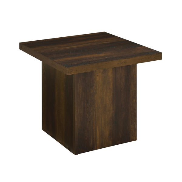 English Elm Square Dark Pine End Table Plinth Base Engineered Wood Living Room Accent B016P472934