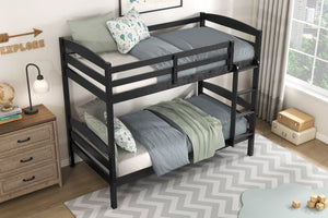 English Elm Twin Twin-over-Twin Bunk Bed with Guard Rails and Ladder, Wood-Engineered Frame, Space-Saving Dorm Style Black 84 L x 20 W x 9.5 H B011P362597