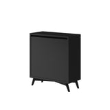 IDEAZ 1581APB Black Mid Century 4 Drawer Chest with Pull Out Tray Black 1581APB