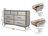 IDEAZ 1582APB Gray Mid Century 7 Drawer Dresser Gray 1582APB