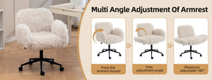 English Elm Criss Cross Swivel Chair Fluffy Lamb Wool Fleece Ergonomic Seat for Home Office W3248P424651