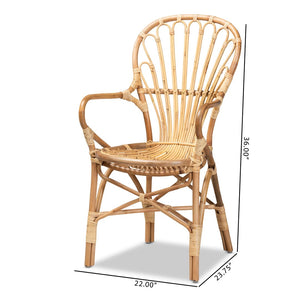 English Elm Modern Handwoven Rattan Dining Chair with Open Loop Back for Organic Spaces B2750P470030