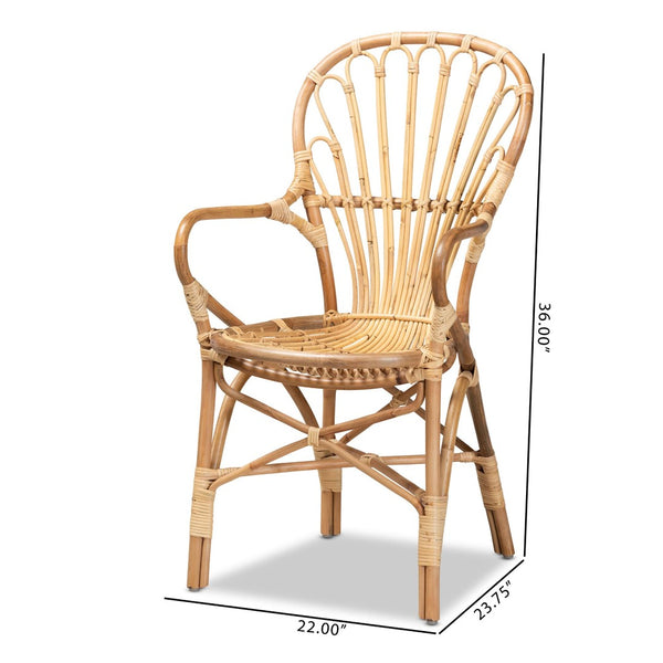 English Elm Modern Handwoven Rattan Dining Chair with Open Loop Back for Organic Spaces B2750P470030
