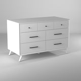 IDEAZ 1584APB White Mid Century 7 Drawer Dresser White 1584APB