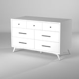 IDEAZ 1584APB White Mid Century 7 Drawer Dresser White 1584APB