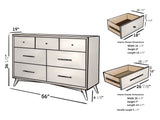 IDEAZ 1584APB White Mid Century 7 Drawer Dresser White 1584APB