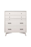 IDEAZ 1585APB White Mid Century 4 Drawer Chest with Pull Out Tray White 1585APB