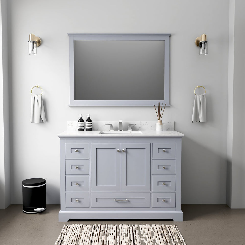 English Elm Dark Grey Single Bath Vanity With Carrara Marble Top - Ample Storage, Soft-Close Drawers & Timeless Style B2731P258212