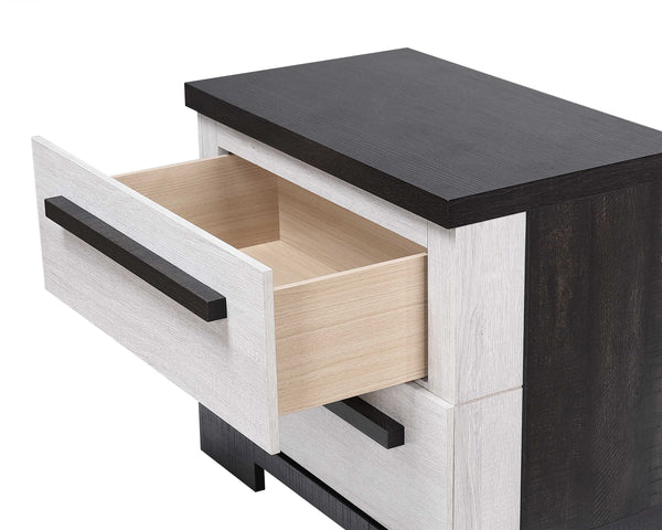 English Elm 1pc Contemporary 2-Drawer Nightstand Gray Wood Finish Compact Bedroom Storage Table with Sleek Design Black White 29 L x 19.1 W x 26 H B011P210424