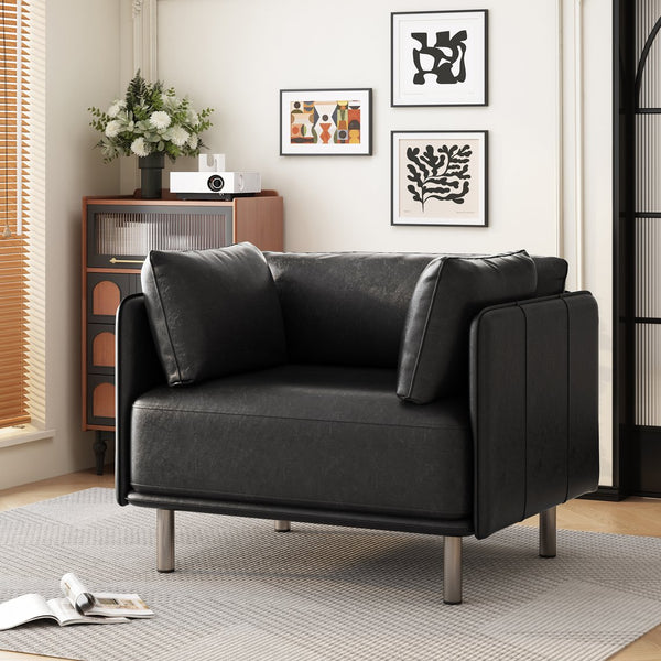 English Elm Christopher Knight Home® - 39" Vintage Black Faux Leather Lounge Chair - Stylish Comfort With Durable Build For Any Space N767P208310K