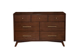 IDEAZ 1586APB Walnut Mid Century 7 Drawer Dresser Walnut 1586APB