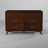 IDEAZ 1586APB Walnut Mid Century 7 Drawer Dresser Walnut 1586APB